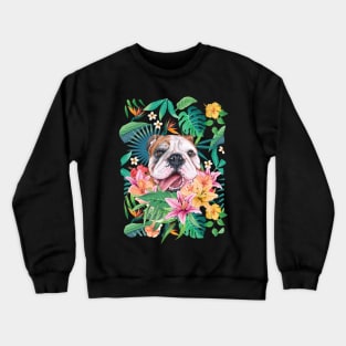 Tropical Red White English British Bulldog 2 Crewneck Sweatshirt